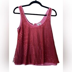 Eyeshadow Burgundy Lace Tank Top